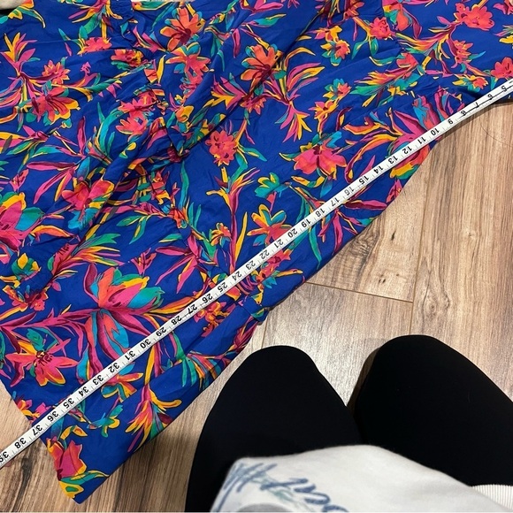 J.Crew Square Neck Midi Dress Blue Tropical Floral Resort - Picture 8 of 11